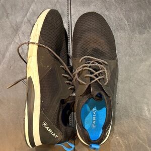 Ariat Men's Black Athletic Shoes with Blue Highlights Waterproof.